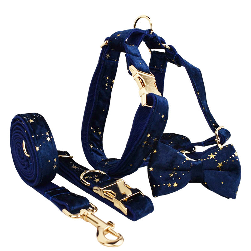 Velvet Dog Collar with Accessories Bundle