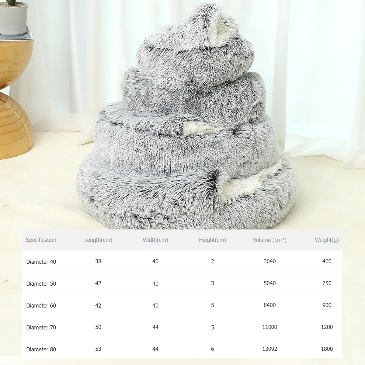 Plush Hooded Cat Cave Bed