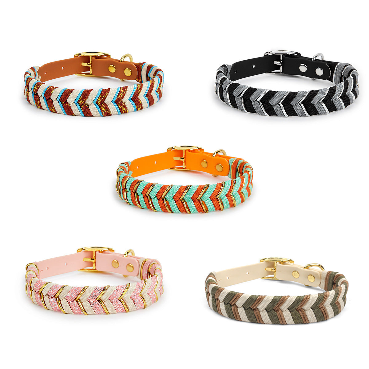 Plaid Dog Collar with Metal Buckle