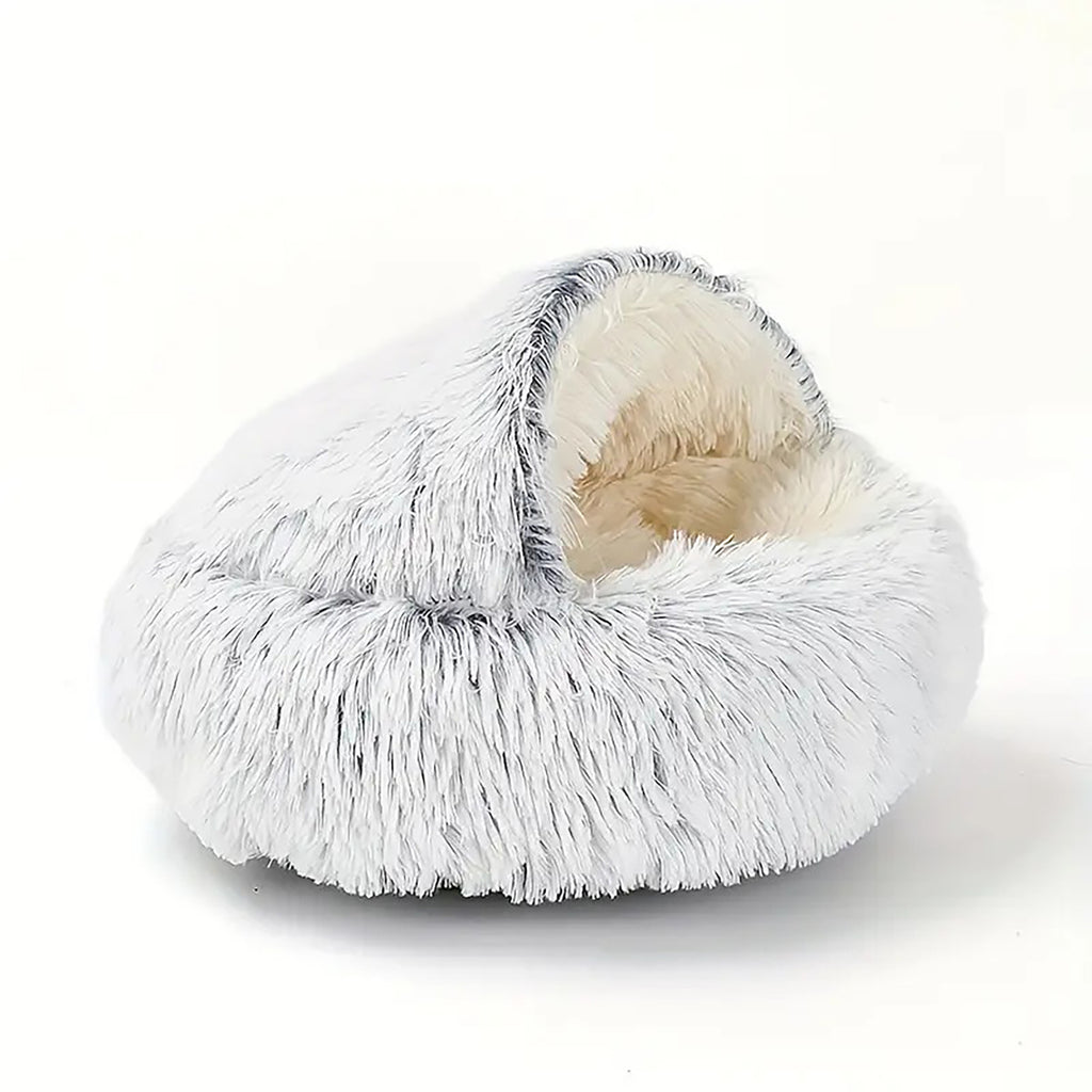 Plush Hooded Cat Cave Bed